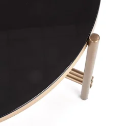 Garnero Arredamenti Tavolino da salotto in vetro rotondo 80x80cm nero oro Flam Sale