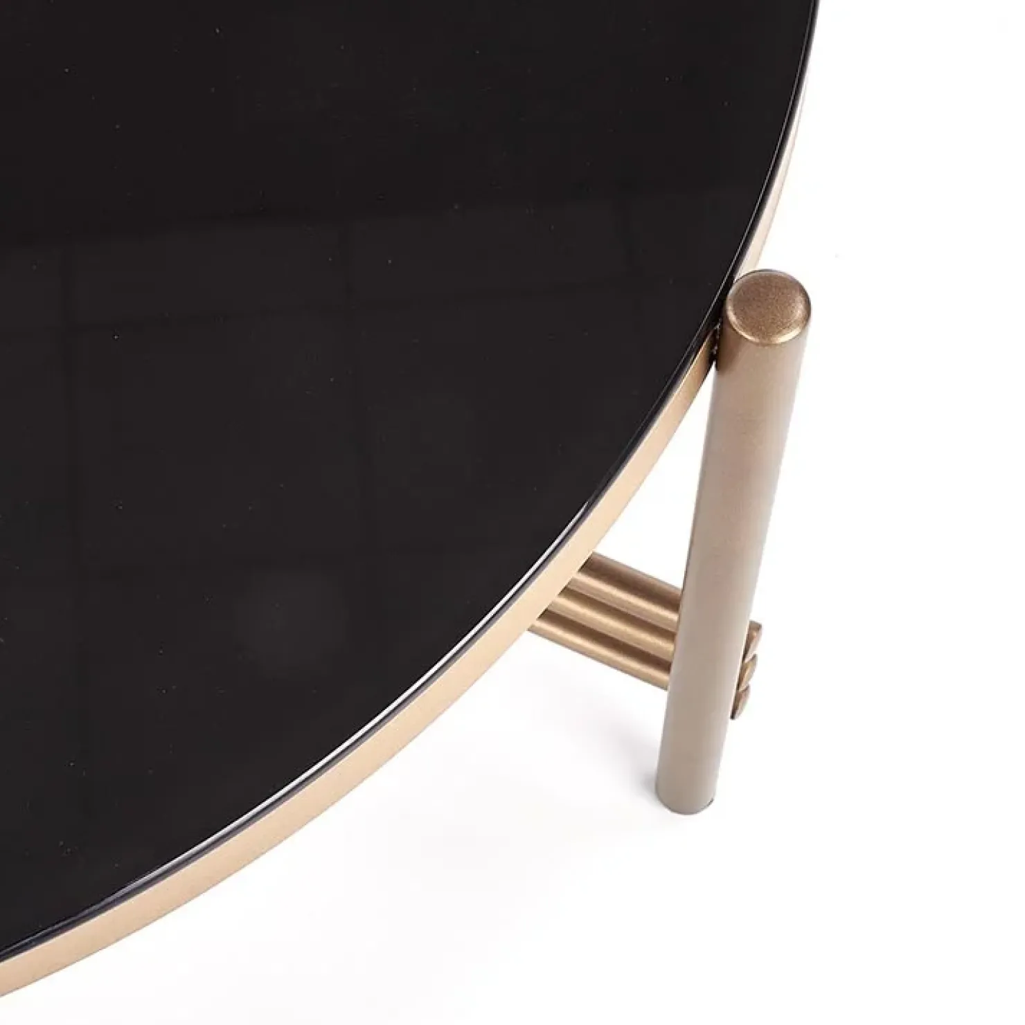 Garnero Arredamenti Tavolino da salotto in vetro rotondo 80x80cm nero oro Flam Sale