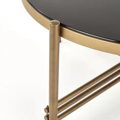 Garnero Arredamenti Tavolino da salotto in vetro rotondo 80x80cm nero oro Flam Sale