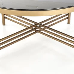 Garnero Arredamenti Tavolino da salotto in vetro rotondo 80x80cm nero oro Flam Sale