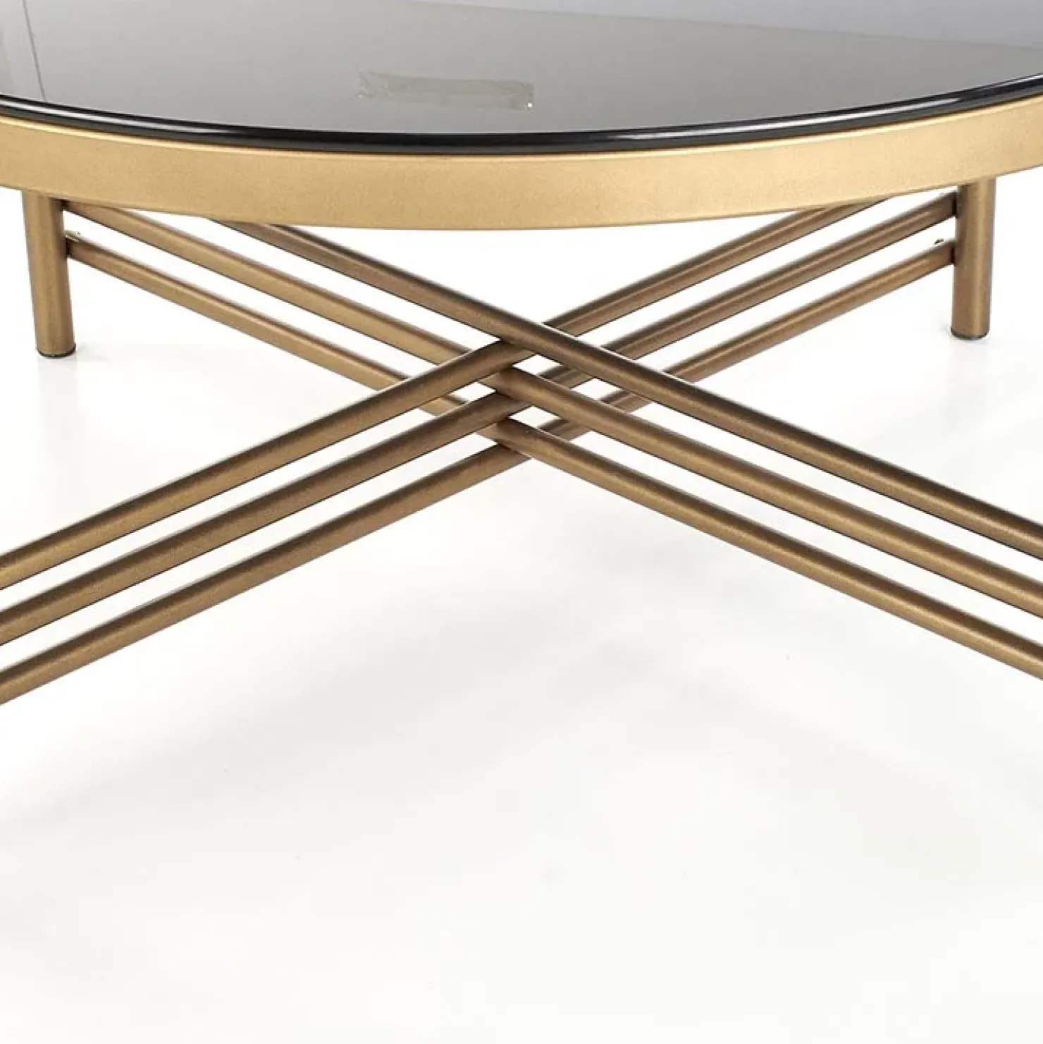 Garnero Arredamenti Tavolino da salotto in vetro rotondo 80x80cm nero oro Flam Sale