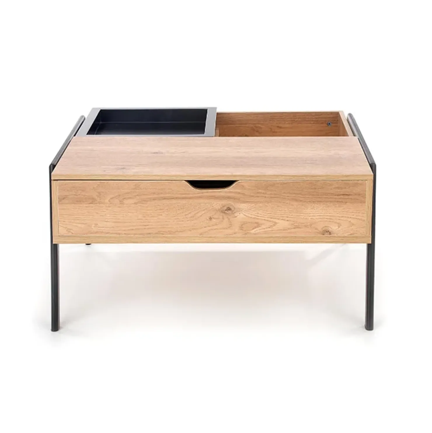 Garnero Arredamenti Tavolino da salotto industrial 85x64cm rovere metallo nero Larisa