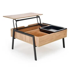 Garnero Arredamenti Tavolino da salotto industrial 85x64cm rovere metallo nero Larisa