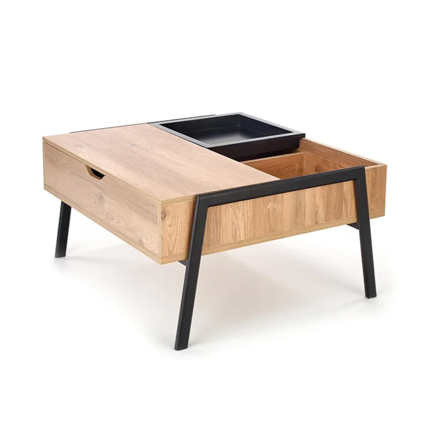 Garnero Arredamenti Tavolino da salotto industrial 85x64cm rovere metallo nero Larisa