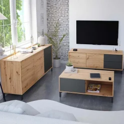 Garnero Arredamenti Tavolino da salotto moderno design 100x50cm rovere nodato antracite Rory Discount