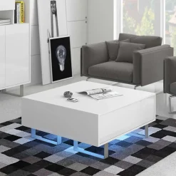 Garnero Arredamenti Tavolino da salotto moderno 85x85cm bianco opaco e lucido Milo Bianco Opaco - Bianco Lucido Clearance