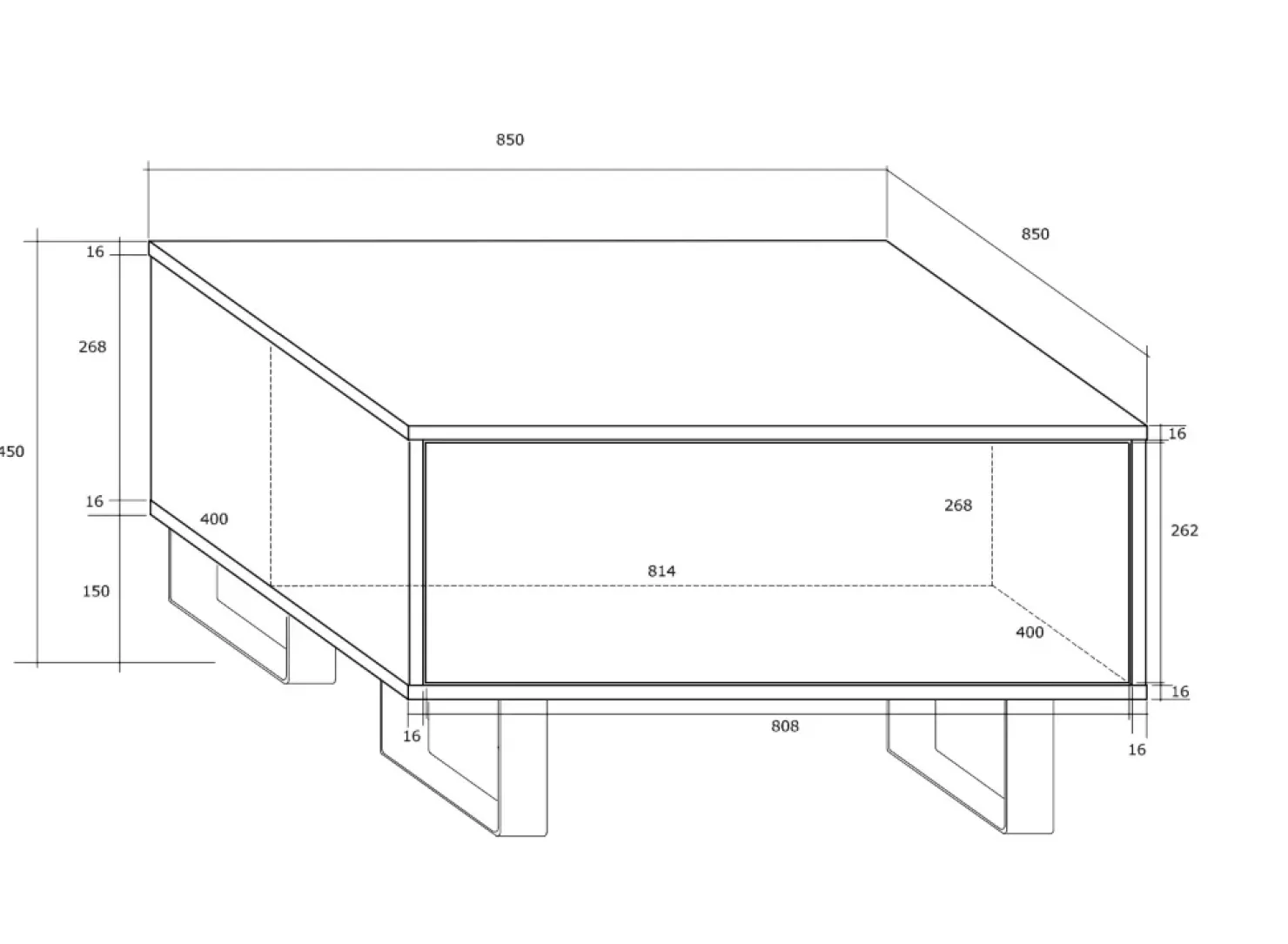 Garnero Arredamenti Tavolino da salotto moderno 85x85cm bianco opaco e lucido Milo Bianco Opaco - Bianco Lucido Clearance