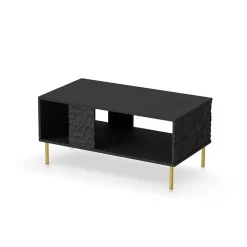 Garnero Arredamenti Tavolino da salotto moderno 92x50cm nero oro Osaka New