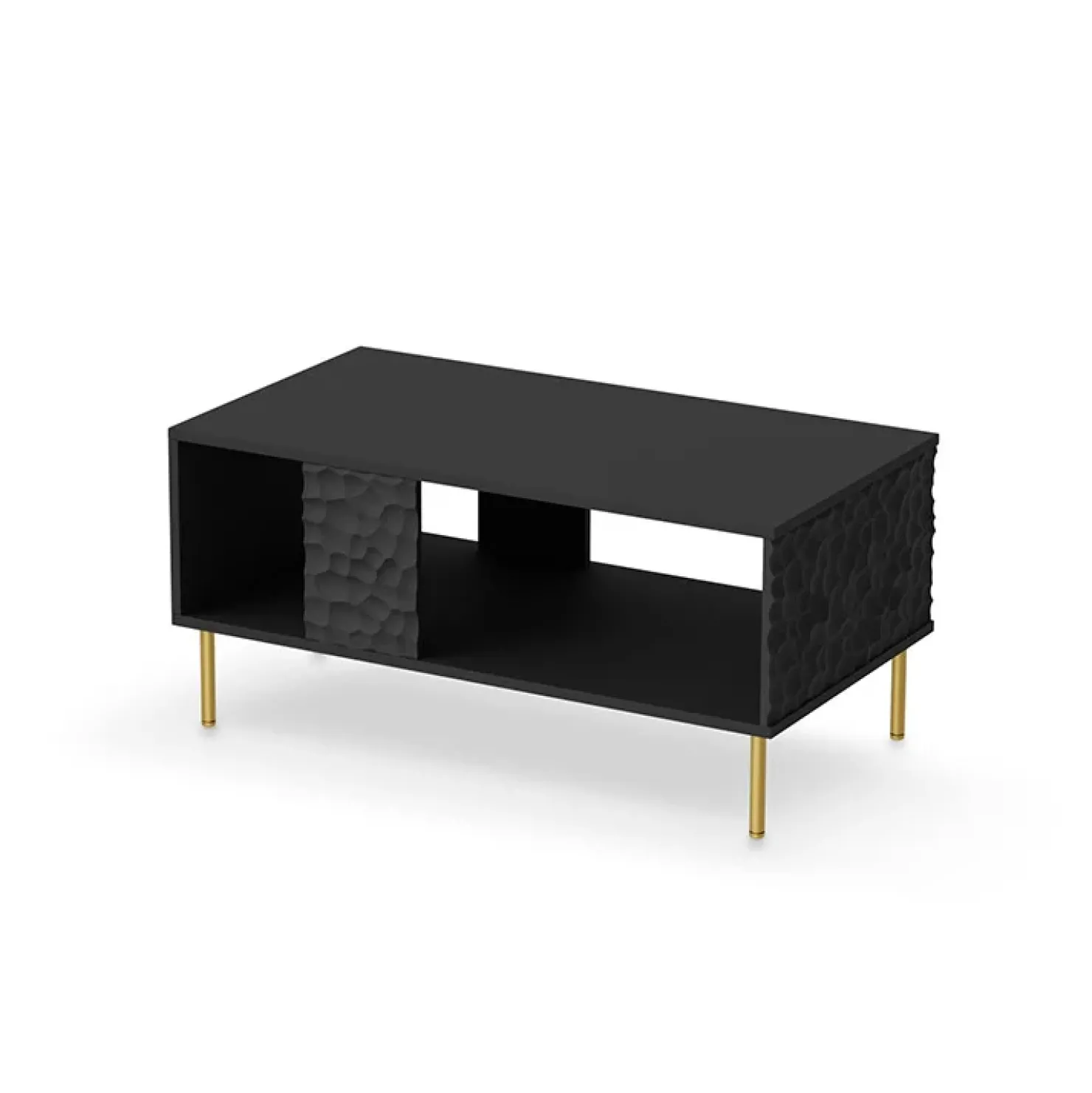 Garnero Arredamenti Tavolino da salotto moderno 92x50cm nero oro Osaka New