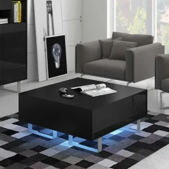 Garnero Arredamenti Tavolino da salotto quadrato moderno 85x85cm nero opaco e lucido Milo Nero Opaco - Nero Lucido Clearance