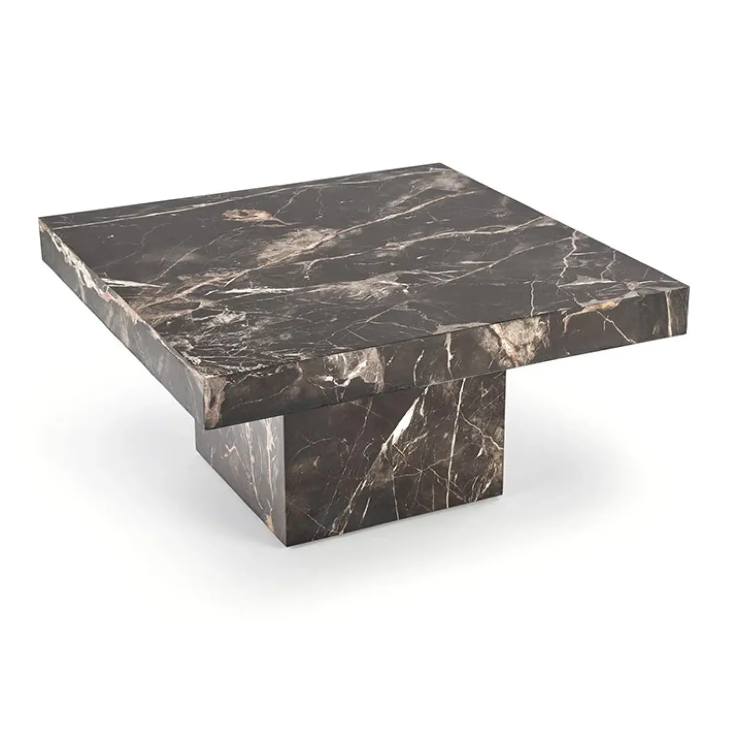 Garnero Arredamenti Tavolino da salotto quadrato 80x80cm effetto marmo nero Galassia Discount