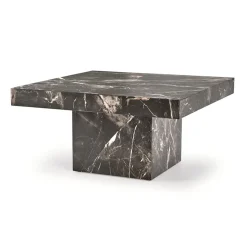 Garnero Arredamenti Tavolino da salotto quadrato 80x80cm effetto marmo nero Galassia Discount