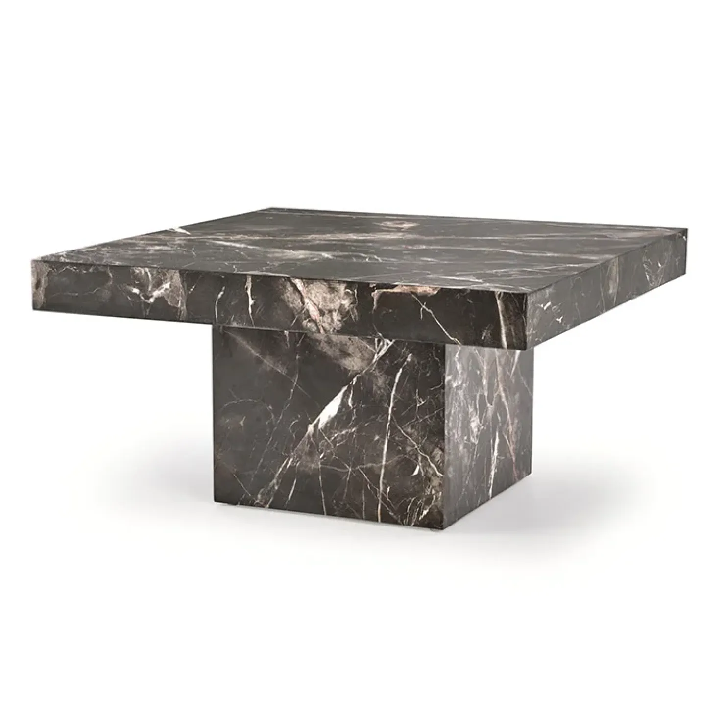 Garnero Arredamenti Tavolino da salotto quadrato 80x80cm effetto marmo nero Galassia Discount