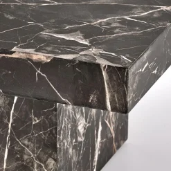 Garnero Arredamenti Tavolino da salotto quadrato 80x80cm effetto marmo nero Galassia Discount