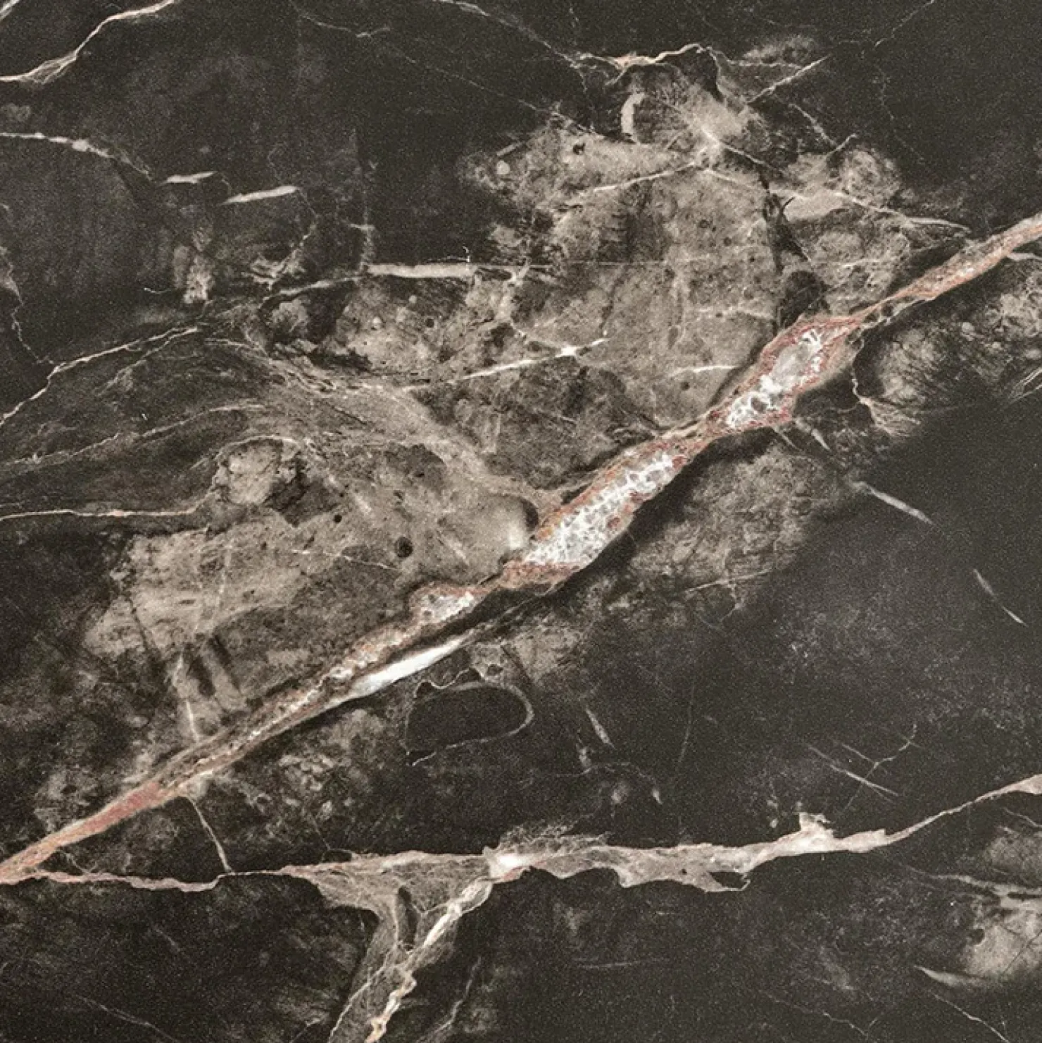 Garnero Arredamenti Tavolino da salotto quadrato 80x80cm effetto marmo nero Galassia Discount