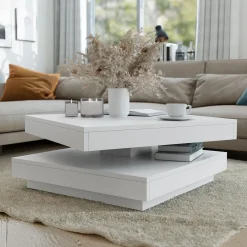 Garnero Arredamenti Tavolino da salotto quadrato 70x70cm rotante bianco Rotol Bianco Opaco Online