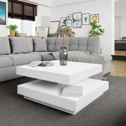 Garnero Arredamenti Tavolino da salotto quadrato 70x70cm rotante bianco Rotol Bianco Opaco Online