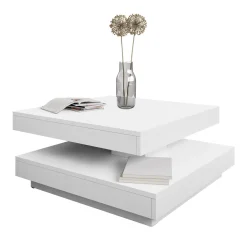 Garnero Arredamenti Tavolino da salotto quadrato 70x70cm rotante bianco Rotol Bianco Opaco Online