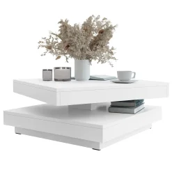 Garnero Arredamenti Tavolino da salotto quadrato 70x70cm rotante bianco Rotol Bianco Opaco Online