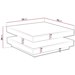 Garnero Arredamenti Tavolino da salotto quadrato 70x70cm rotante bianco Rotol Bianco Opaco Online