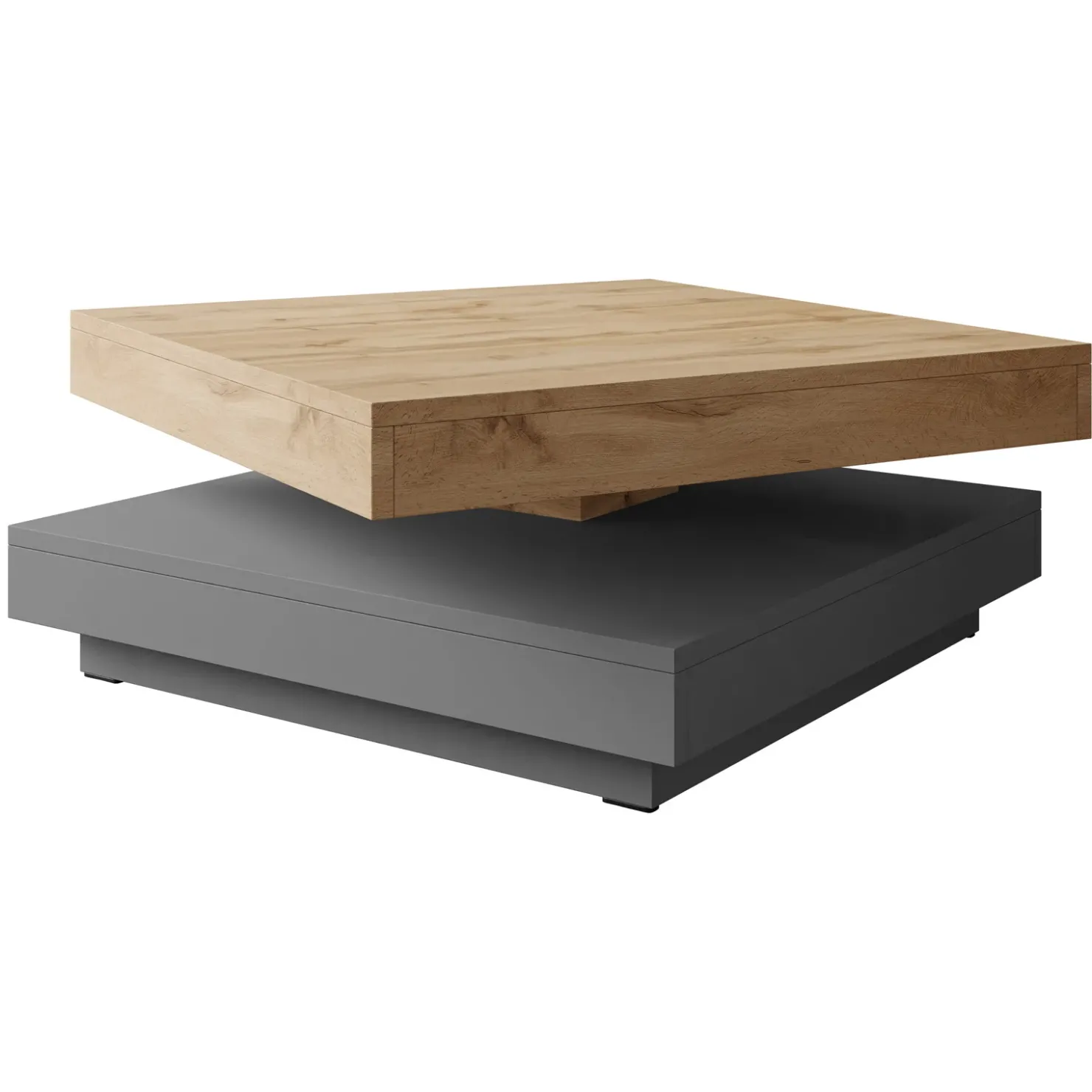 Garnero Arredamenti Tavolino da salotto quadrato 70x70cm rotante rovere grafite Rotol Rovere - Grafite New