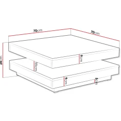 Garnero Arredamenti Tavolino da salotto quadrato 70x70cm rotante rovere grafite Rotol Rovere - Grafite New