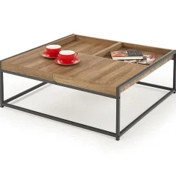 Garnero Arredamenti Tavolino da salotto rettangolare moderno 84x80cm noce nero Yala Hot