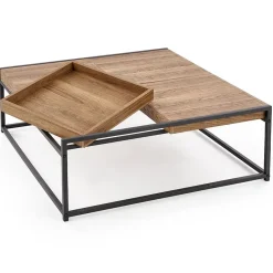 Garnero Arredamenti Tavolino da salotto rettangolare moderno 84x80cm noce nero Yala Hot