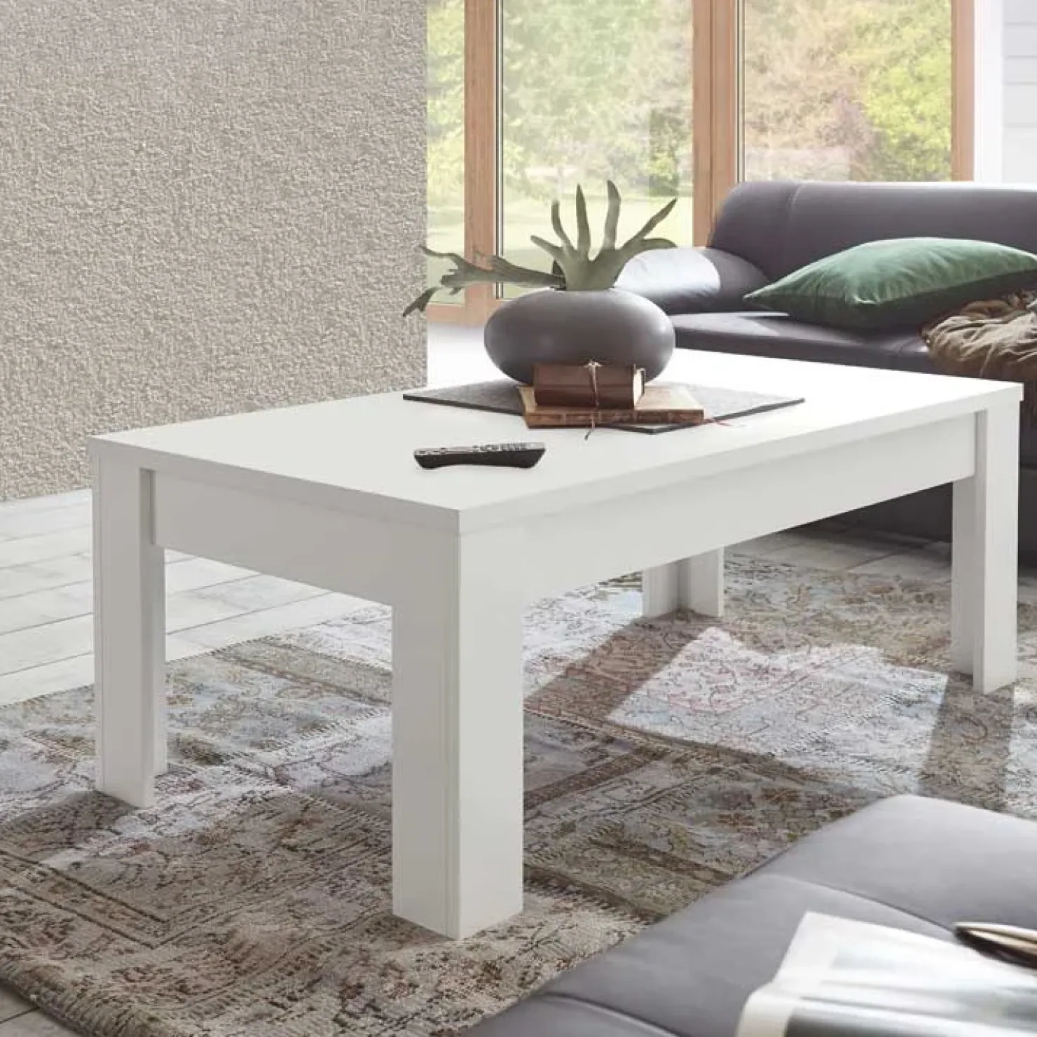 Garnero Arredamenti Tavolino da salotto rettangolare 122x65cm bianco opaco Halston Sale