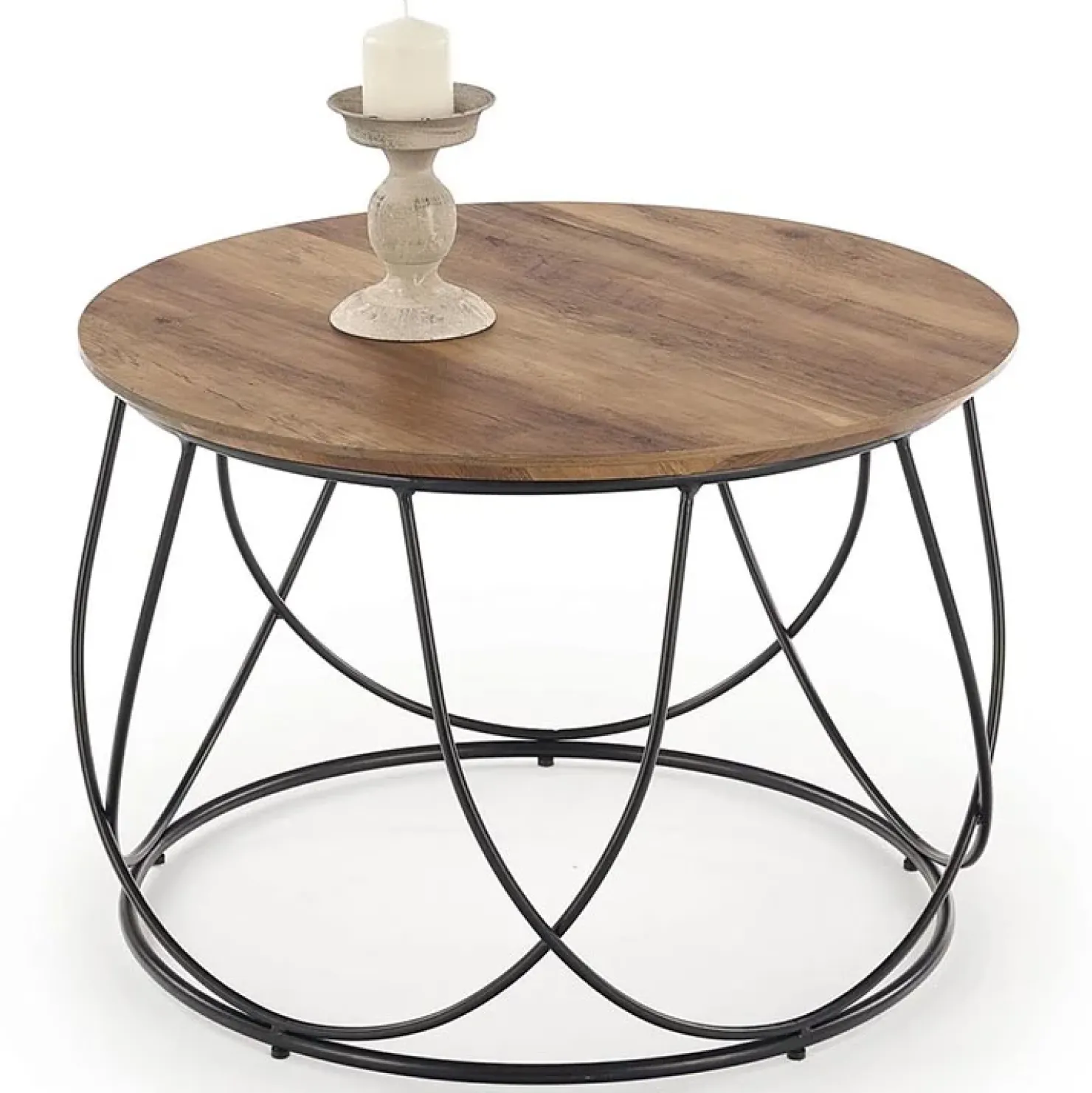 Garnero Arredamenti Tavolino da salotto rotondo moderno design 60x60cm noce nero Silver Outlet