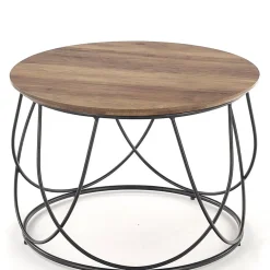 Garnero Arredamenti Tavolino da salotto rotondo moderno design 60x60cm noce nero Silver Outlet