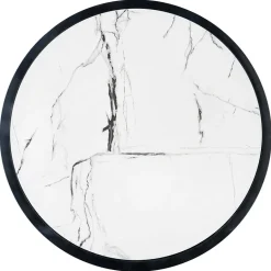 Garnero Arredamenti Tavolino da salotto rotondo 50x40cm in vetro marmo bianco nero Chiquita Clearance