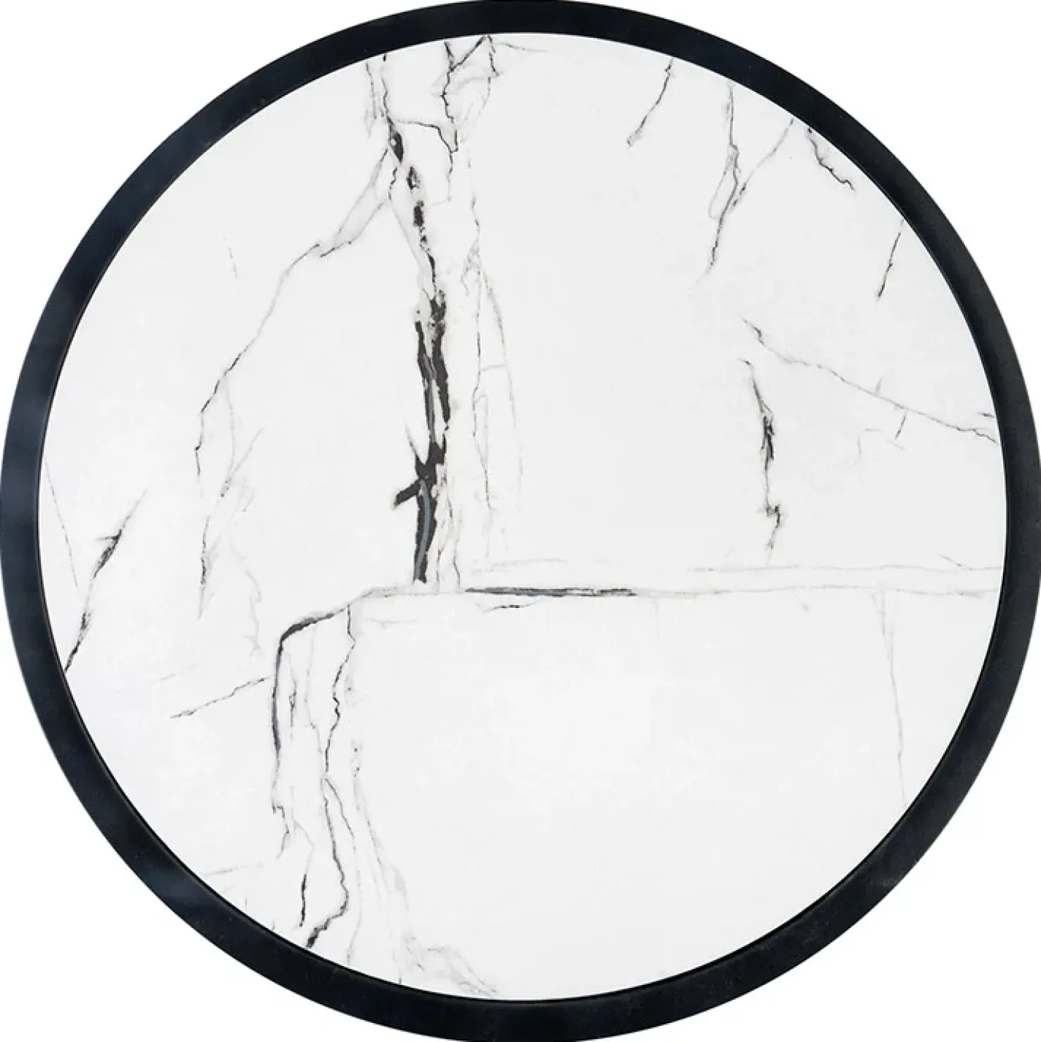 Garnero Arredamenti Tavolino da salotto rotondo 50x40cm in vetro marmo bianco nero Chiquita Clearance