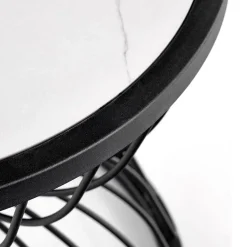 Garnero Arredamenti Tavolino da salotto rotondo 50x40cm in vetro marmo bianco nero Chiquita Clearance