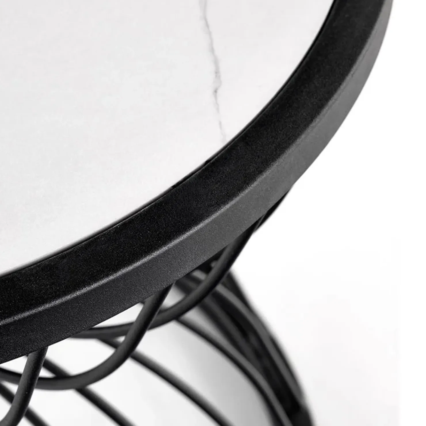 Garnero Arredamenti Tavolino da salotto rotondo 50x40cm in vetro marmo bianco nero Chiquita Clearance