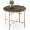 Garnero Arredamenti Tavolino da salotto rotondo moderno 60x60cm marmo scuro oro Holar Online