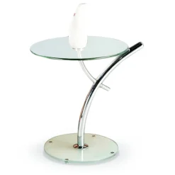 Garnero Arredamenti Tavolino da salotto rotondo 58x50cm vetro acciaio cromato Epog Sale