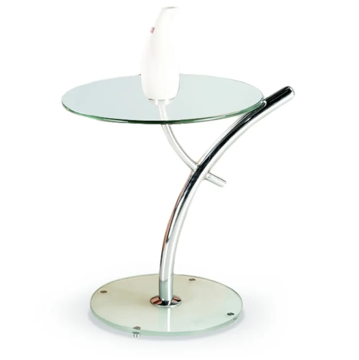 Garnero Arredamenti Tavolino da salotto rotondo 58x50cm vetro acciaio cromato Epog Sale