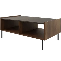 Garnero Arredamenti Tavolino da salotto 97x60 cm 2 vani a giorno piano effetto marmo nero noce Caliva Discount