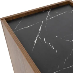 Garnero Arredamenti Tavolino da salotto 97x60 cm 2 vani a giorno piano effetto marmo nero noce Caliva Discount