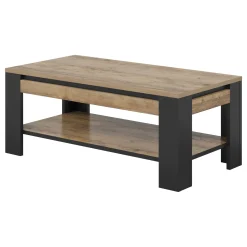 Garnero Arredamenti Tavolino da salotto 120x60 cm moderno rovere rustico nero Ilyssa Discount