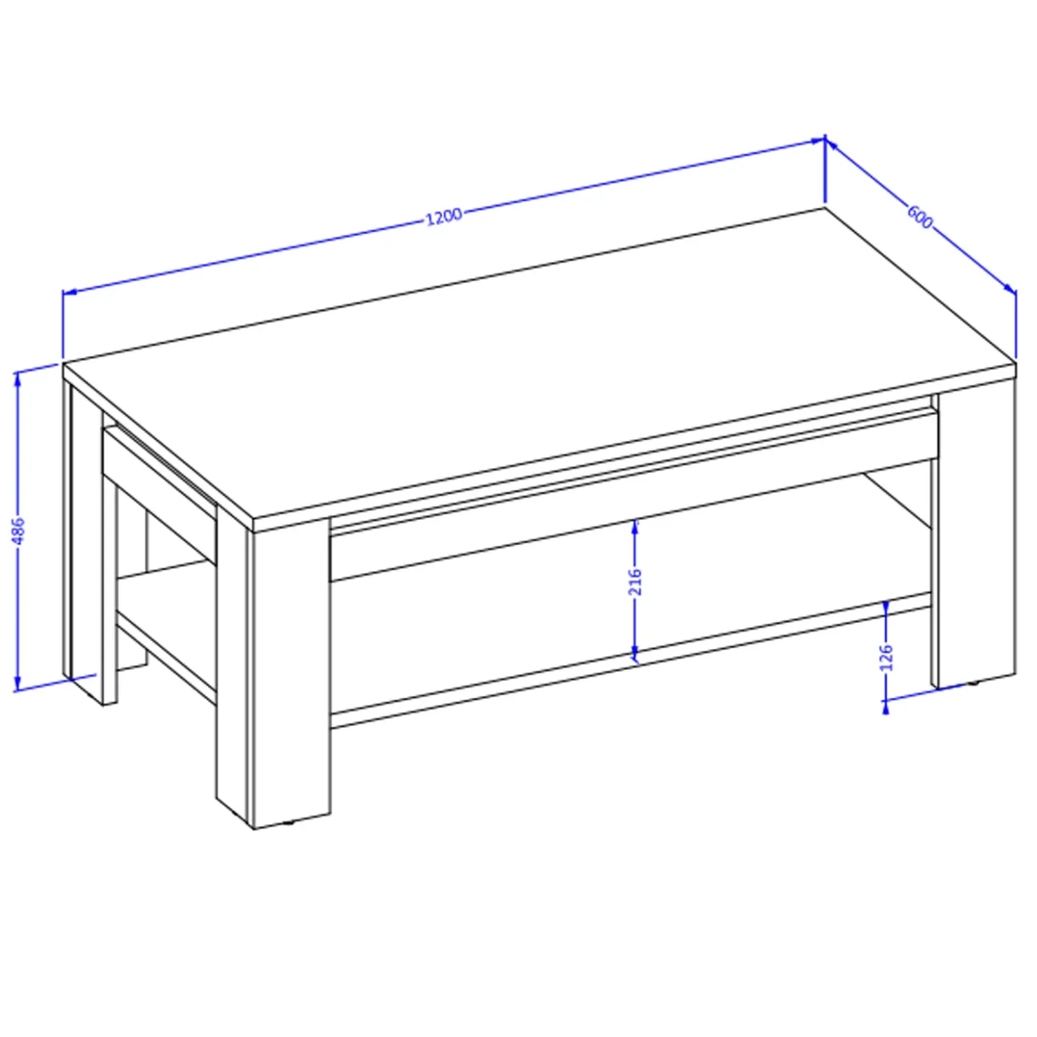 Garnero Arredamenti Tavolino da salotto 120x60 cm moderno rovere rustico nero Ilyssa Discount