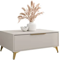 Garnero Arredamenti Tavolino da salotto 104x45cm 2 cassetti a frontale unico beige Miriam