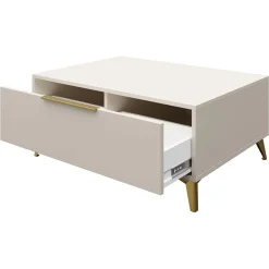 Garnero Arredamenti Tavolino da salotto 104x45cm 2 cassetti a frontale unico beige Miriam
