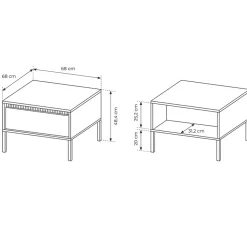 Garnero Arredamenti Tavolino da salotto 68x49cm 1 cassetto cannettato Ciar Beige New