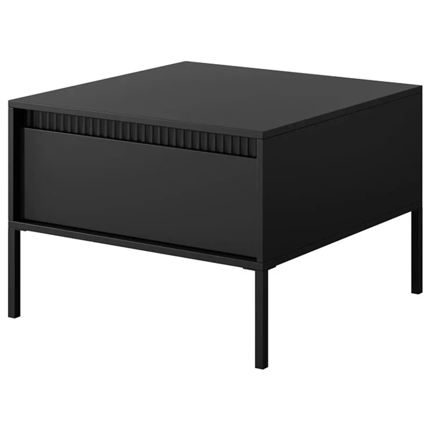 Garnero Arredamenti Tavolino da salotto 68x49cm 1 cassetto cannettato Ciar Nero Opaco Best