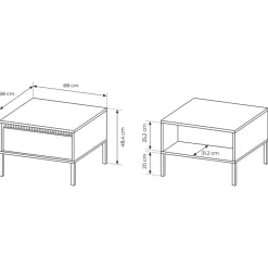 Garnero Arredamenti Tavolino da salotto 68x49cm 1 cassetto cannettato Ciar Nero Opaco Best