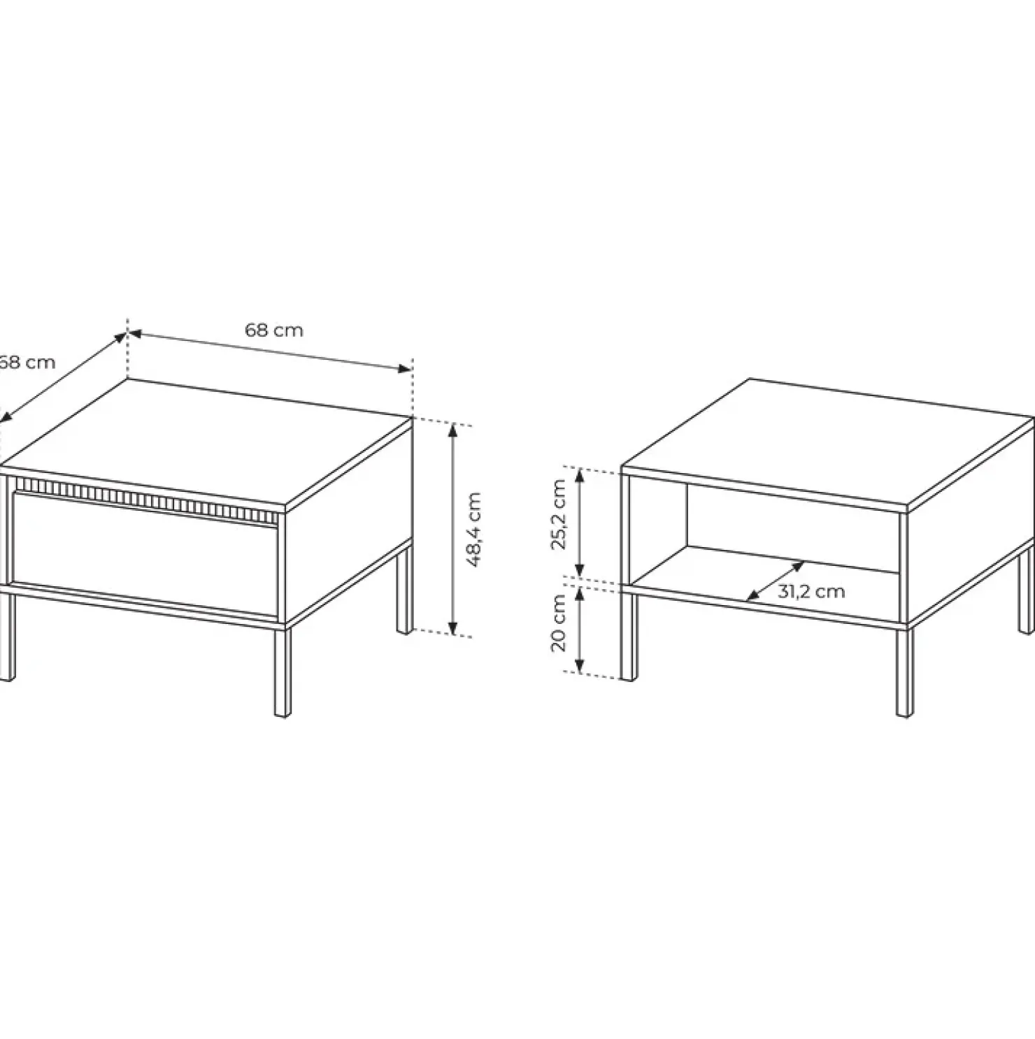 Garnero Arredamenti Tavolino da salotto 68x49cm 1 cassetto cannettato Ciar Nero Opaco Best