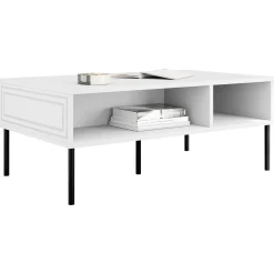 Garnero Arredamenti Tavolino da salotto 110x40cm 2 vani Stark Bianco Opaco Best
