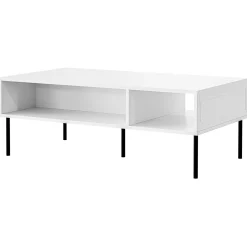 Garnero Arredamenti Tavolino da salotto 110x40cm 2 vani Stark Bianco Opaco Best